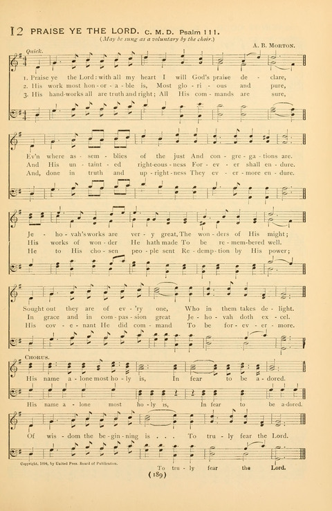 Bible Songs: consisting of selections from the Psalms set to music suitable for Sabbath Schools, prayer meetings, etc. page 169