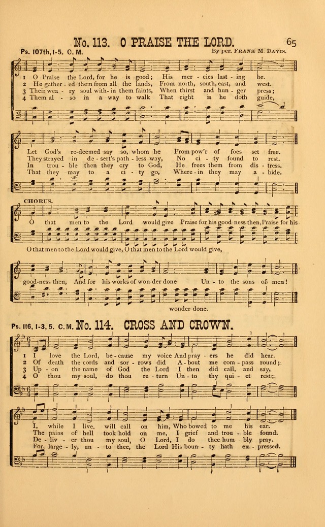 Bible Songs: consisting of selections from the psalms, set to music, suitable for Sabbath Schools, Prayer Meetings, etc. page 65