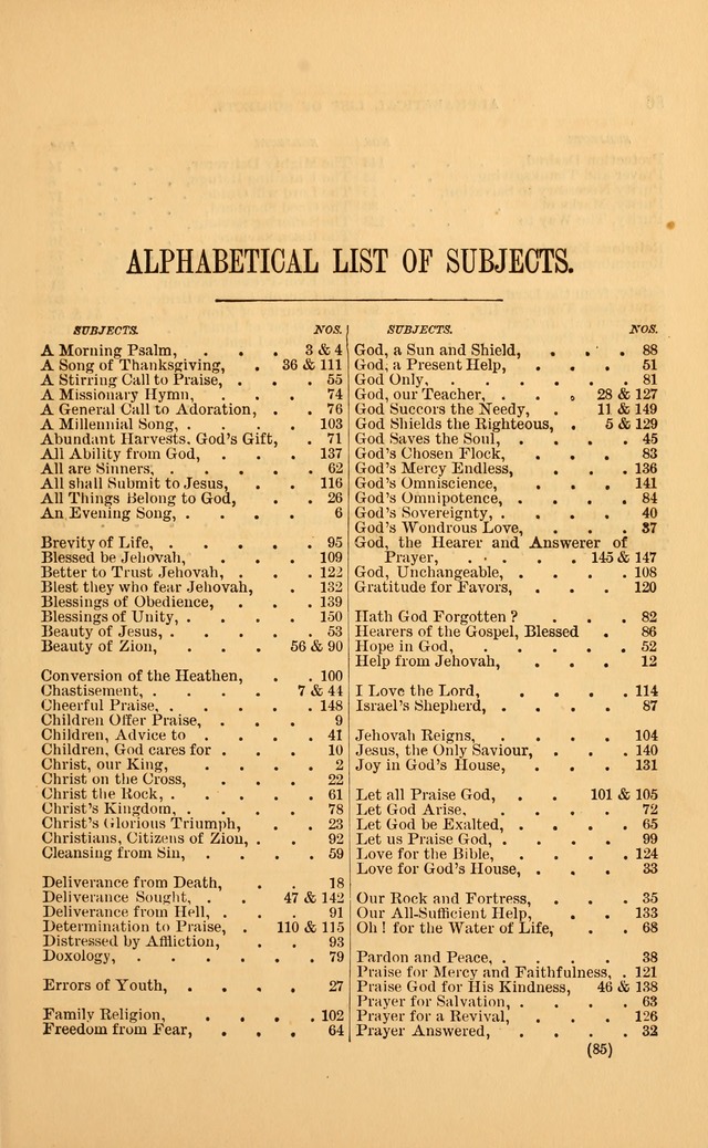 Bible Songs: consisting of selections from the psalms, set to music, suitable for Sabbath Schools, Prayer Meetings, etc. page 85