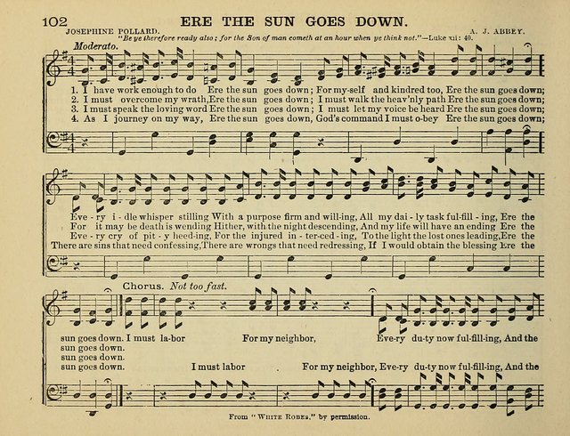 The Banner of Victory: a choice selection of songs, duets, quartets, and choruses, for Sunday schools, prayer and praise meetings, and the fireside page 102