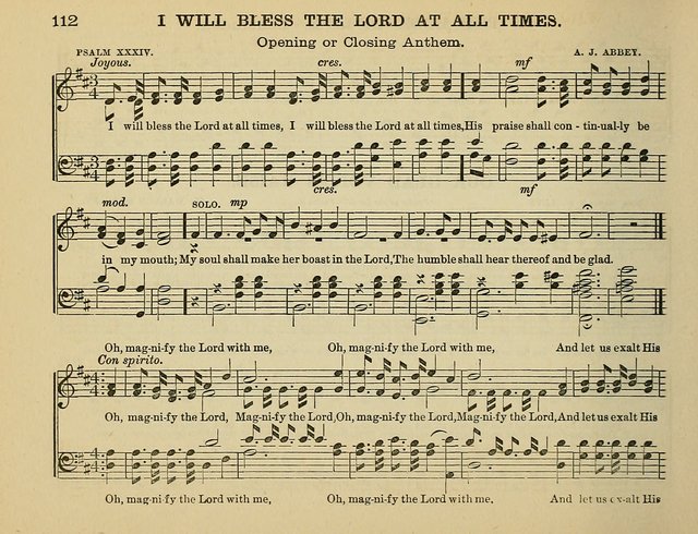 The Banner of Victory: a choice selection of songs, duets, quartets, and choruses, for Sunday schools, prayer and praise meetings, and the fireside page 112