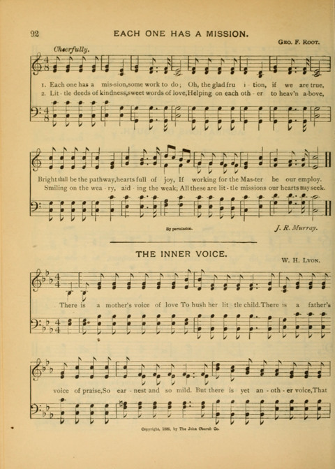 The Carol: a book of religious songs for the Sunday school and the home page 92