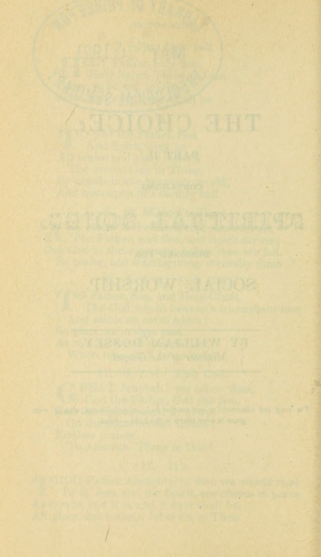 The Choice: in two parts; Part I, containing Psalms and hymns, Part II, containing spiritual songs; designed for public and private worship (6th ed.) page 313