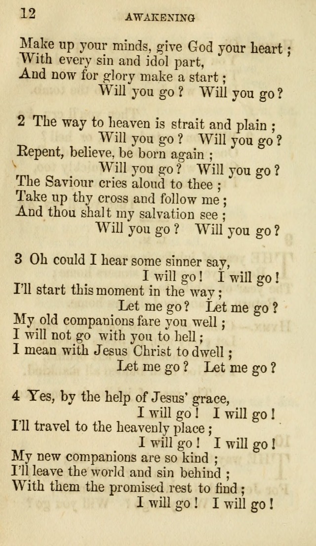 The Chorus: or, a collection of choruses and hymns, selected and original, adapted especially to the class-room, and to meetings for prayer and Christian conference (7th ed., Imp. and Enl.) page 12