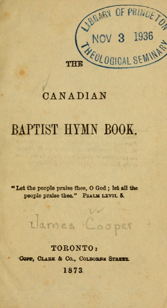 The Canadian Baptist Hymn Book page vi