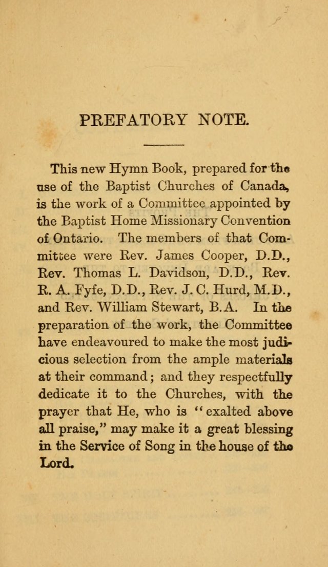 The Canadian Baptist Hymn Book page viii