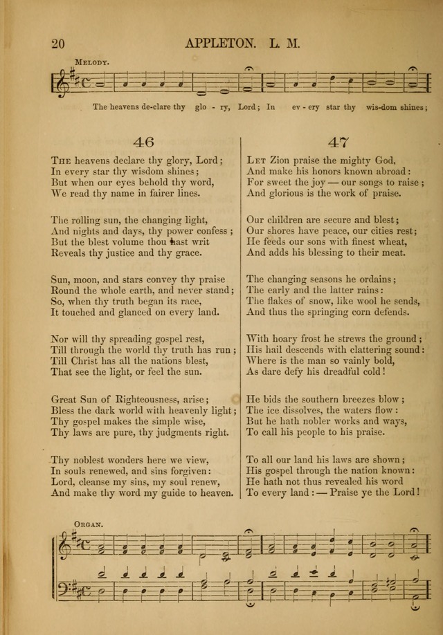 Church Choral-Book: containing tunes and hymns for congregational singing, and adapted to choirs and social worship page 20