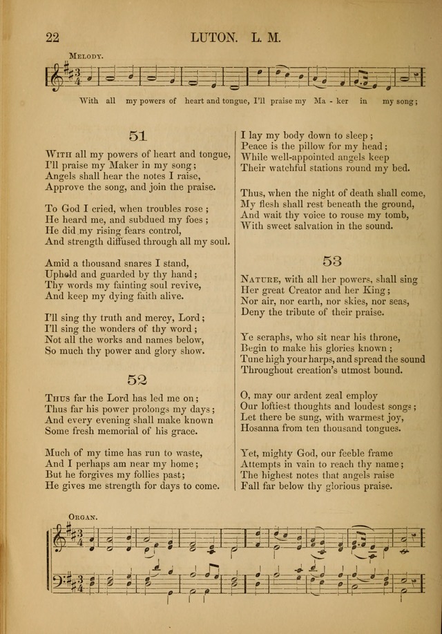 Church Choral-Book: containing tunes and hymns for congregational singing, and adapted to choirs and social worship page 22