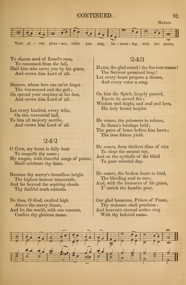 Church Choral-Book: containing tunes and hymns for congregational singing, and adapted to choirs and social worship page 91