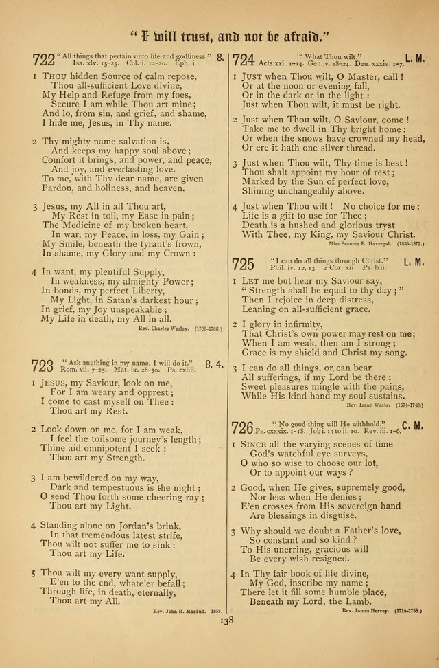 The Clifton Chapel Collection of "Psalms, Hymns, and Spiritual Songs": for public, social and family worship and private devotions at the Sanitarium, Clifton Springs, N. Y. page 138