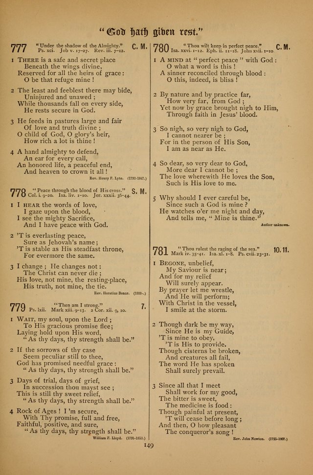 The Clifton Chapel Collection of "Psalms, Hymns, and Spiritual Songs": for public, social and family worship and private devotions at the Sanitarium, Clifton Springs, N. Y. page 149