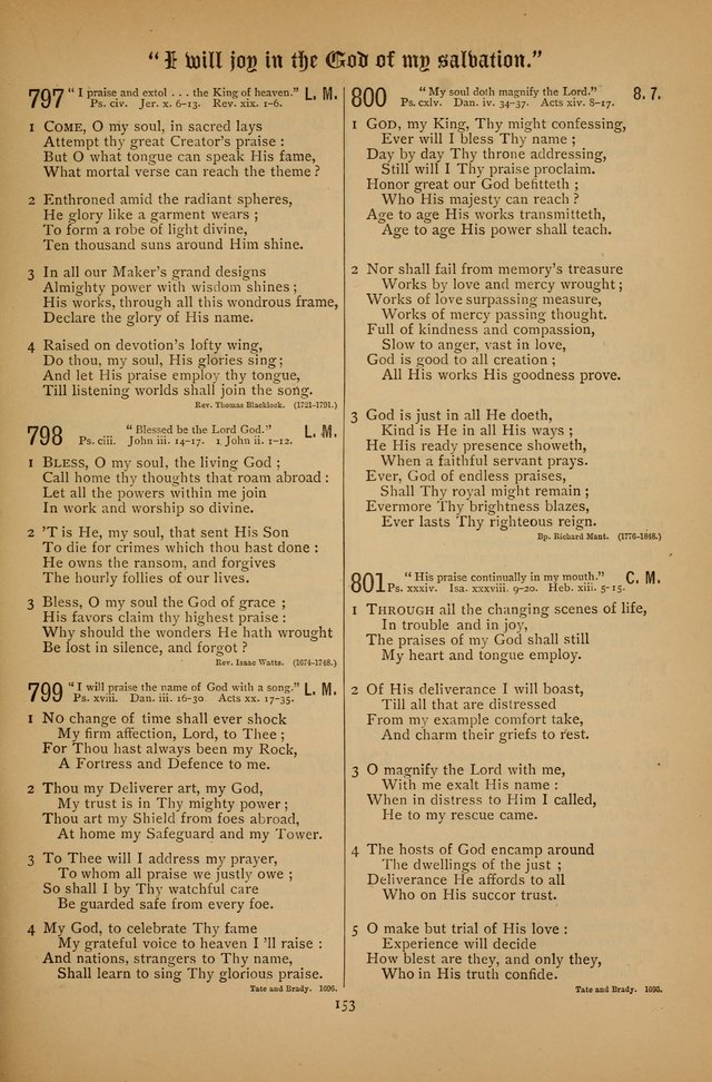 The Clifton Chapel Collection of "Psalms, Hymns, and Spiritual Songs": for public, social and family worship and private devotions at the Sanitarium, Clifton Springs, N. Y. page 153