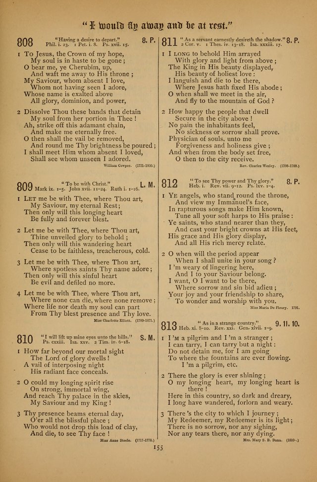 The Clifton Chapel Collection of "Psalms, Hymns, and Spiritual Songs": for public, social and family worship and private devotions at the Sanitarium, Clifton Springs, N. Y. page 155