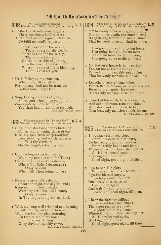 The Clifton Chapel Collection of "Psalms, Hymns, and Spiritual Songs": for public, social and family worship and private devotions at the Sanitarium, Clifton Springs, N. Y. page 160