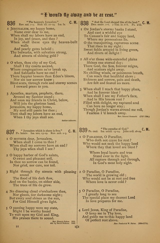 The Clifton Chapel Collection of "Psalms, Hymns, and Spiritual Songs": for public, social and family worship and private devotions at the Sanitarium, Clifton Springs, N. Y. page 161