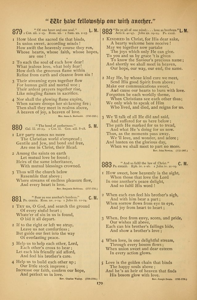 The Clifton Chapel Collection of "Psalms, Hymns, and Spiritual Songs": for public, social and family worship and private devotions at the Sanitarium, Clifton Springs, N. Y. page 170