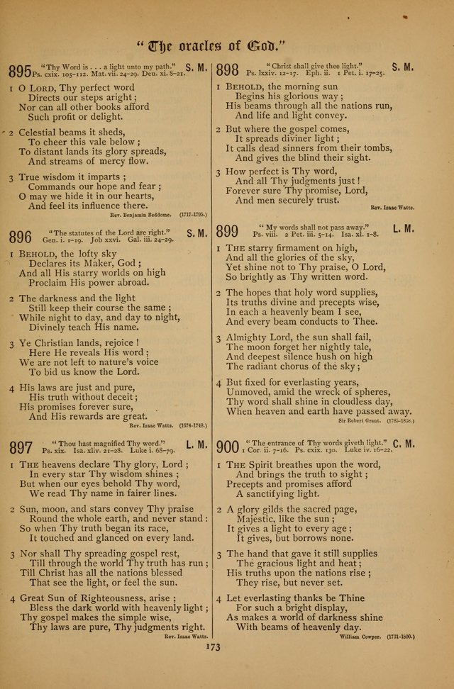 The Clifton Chapel Collection of "Psalms, Hymns, and Spiritual Songs": for public, social and family worship and private devotions at the Sanitarium, Clifton Springs, N. Y. page 173