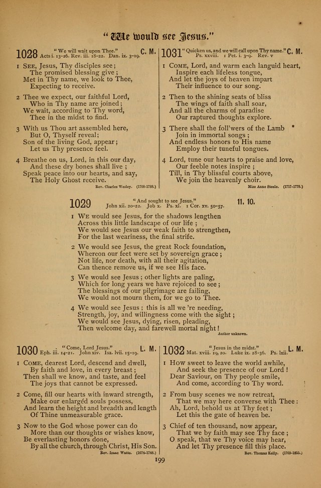 The Clifton Chapel Collection of "Psalms, Hymns, and Spiritual Songs": for public, social and family worship and private devotions at the Sanitarium, Clifton Springs, N. Y. page 199