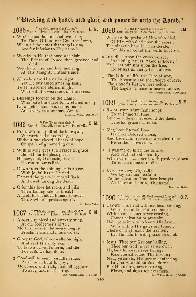 The Clifton Chapel Collection of "Psalms, Hymns, and Spiritual Songs": for public, social and family worship and private devotions at the Sanitarium, Clifton Springs, N. Y. page 210