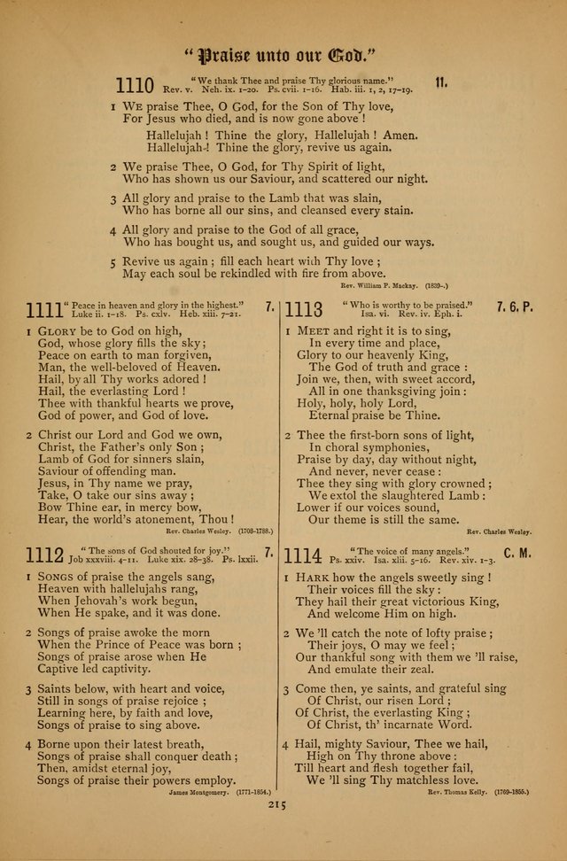 The Clifton Chapel Collection of "Psalms, Hymns, and Spiritual Songs": for public, social and family worship and private devotions at the Sanitarium, Clifton Springs, N. Y. page 215