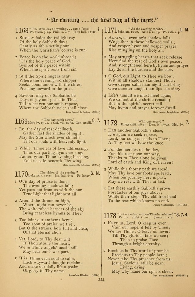 The Clifton Chapel Collection of "Psalms, Hymns, and Spiritual Songs": for public, social and family worship and private devotions at the Sanitarium, Clifton Springs, N. Y. page 224