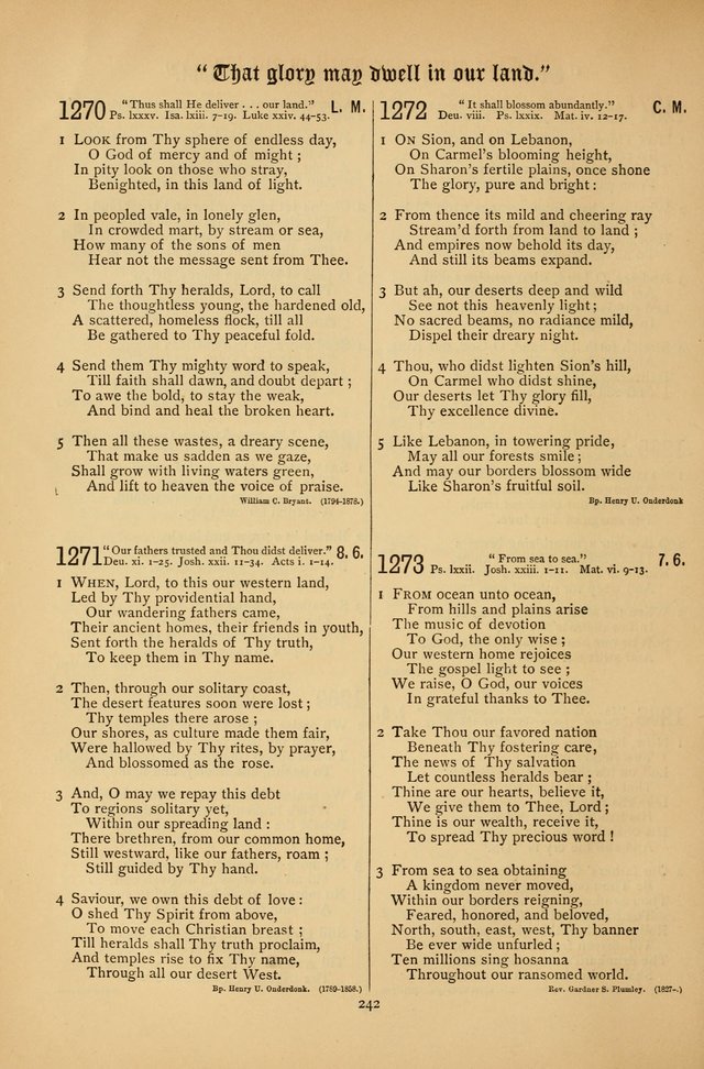 The Clifton Chapel Collection of "Psalms, Hymns, and Spiritual Songs": for public, social and family worship and private devotions at the Sanitarium, Clifton Springs, N. Y. page 242