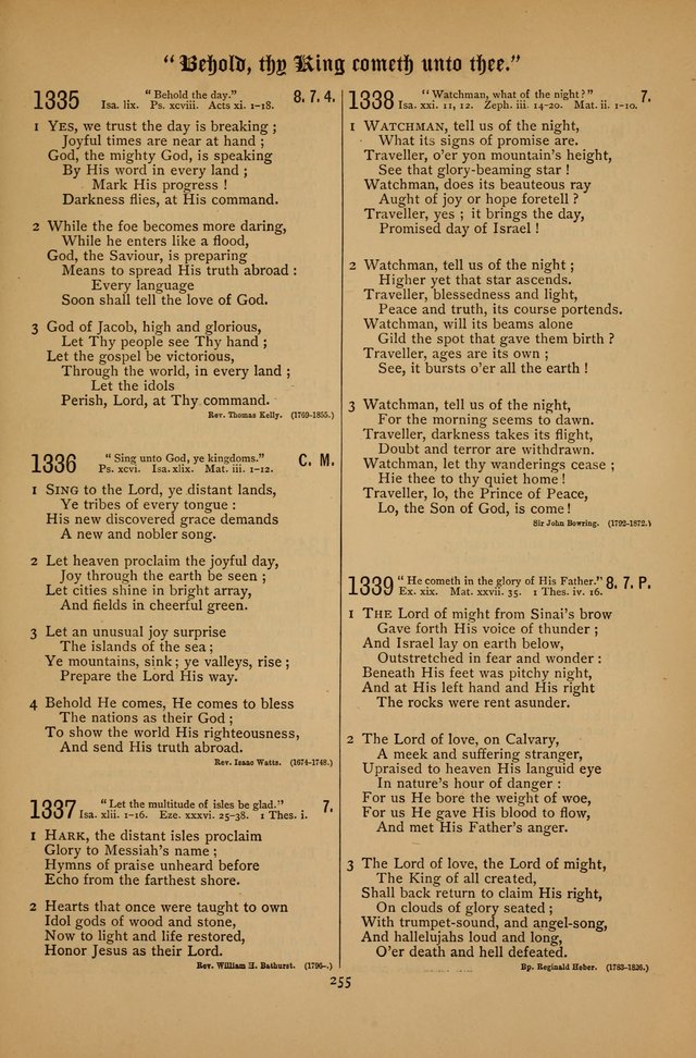 The Clifton Chapel Collection of "Psalms, Hymns, and Spiritual Songs": for public, social and family worship and private devotions at the Sanitarium, Clifton Springs, N. Y. page 255