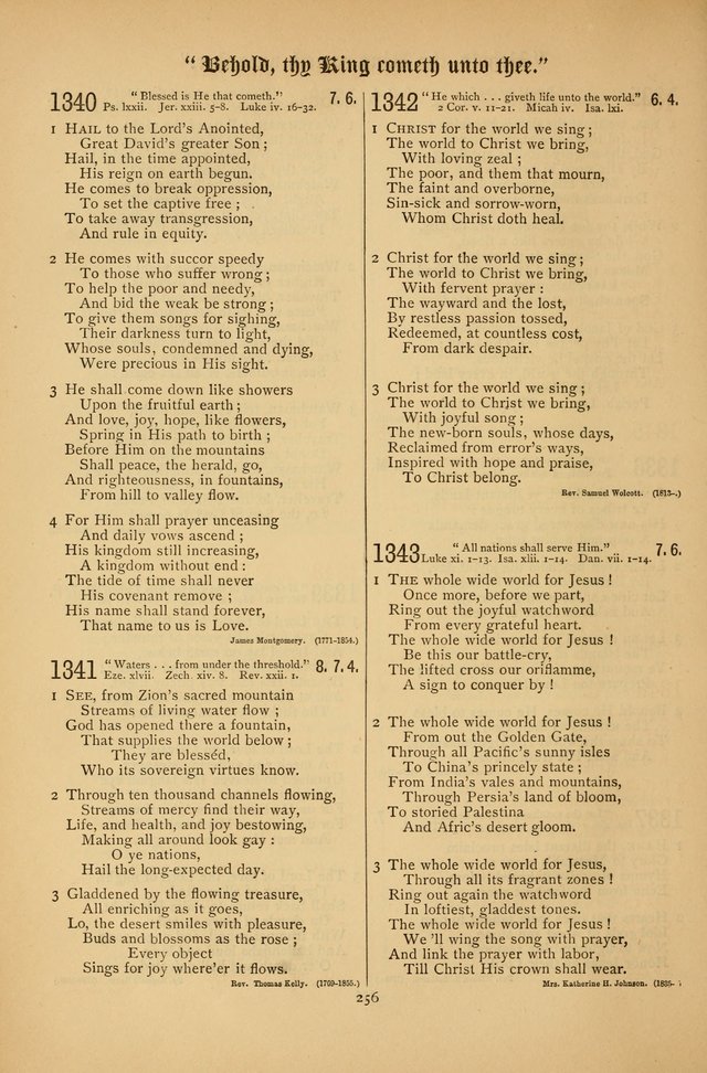 The Clifton Chapel Collection of "Psalms, Hymns, and Spiritual Songs": for public, social and family worship and private devotions at the Sanitarium, Clifton Springs, N. Y. page 256