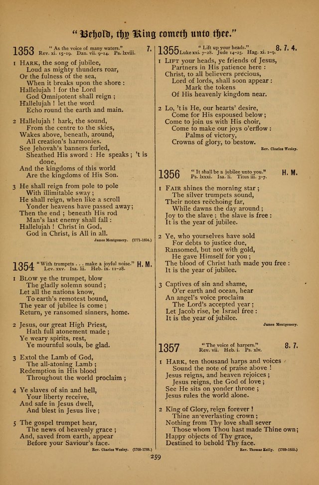 The Clifton Chapel Collection of "Psalms, Hymns, and Spiritual Songs": for public, social and family worship and private devotions at the Sanitarium, Clifton Springs, N. Y. page 259