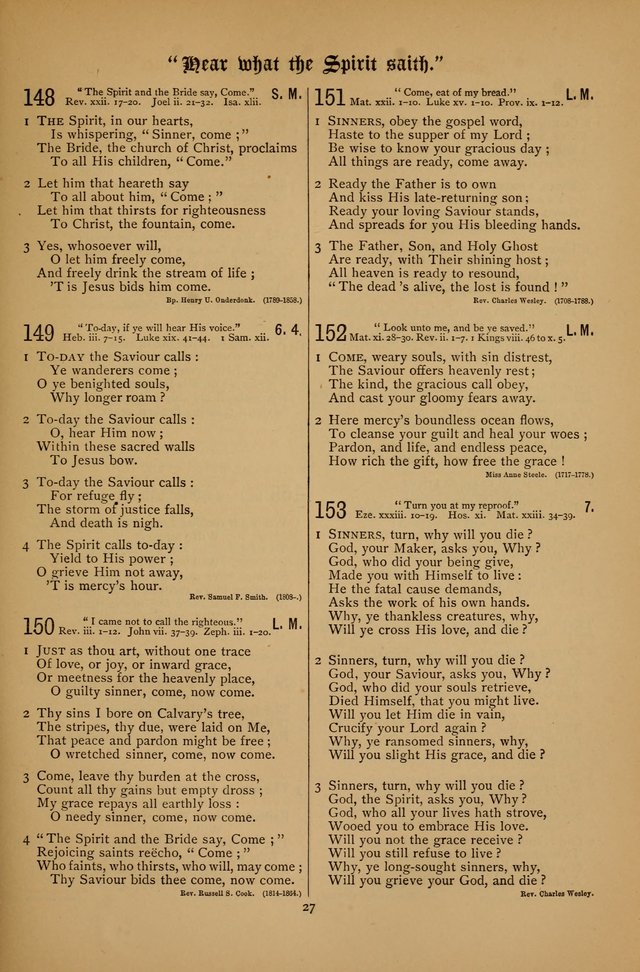 The Clifton Chapel Collection of "Psalms, Hymns, and Spiritual Songs": for public, social and family worship and private devotions at the Sanitarium, Clifton Springs, N. Y. page 27