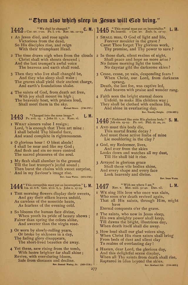 The Clifton Chapel Collection of "Psalms, Hymns, and Spiritual Songs": for public, social and family worship and private devotions at the Sanitarium, Clifton Springs, N. Y. page 277