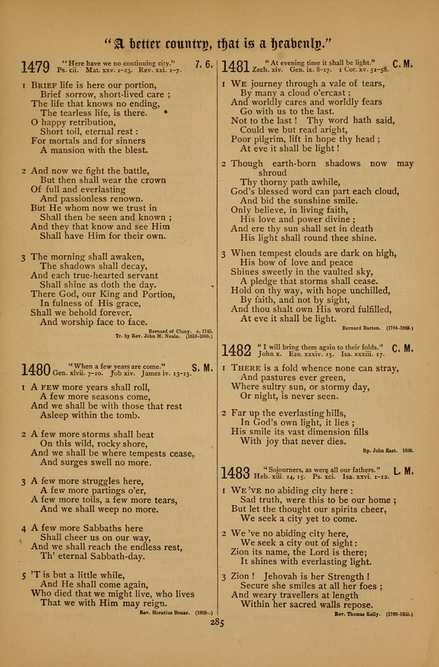 The Clifton Chapel Collection of "Psalms, Hymns, and Spiritual Songs": for public, social and family worship and private devotions at the Sanitarium, Clifton Springs, N. Y. page 285