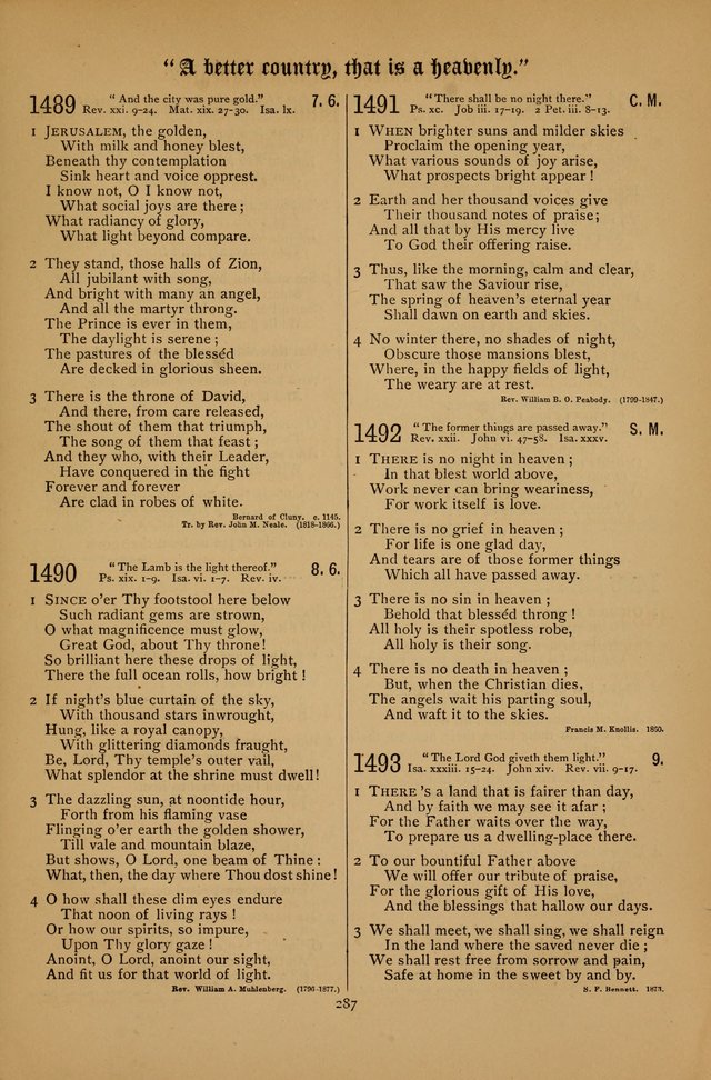 The Clifton Chapel Collection of "Psalms, Hymns, and Spiritual Songs": for public, social and family worship and private devotions at the Sanitarium, Clifton Springs, N. Y. page 287