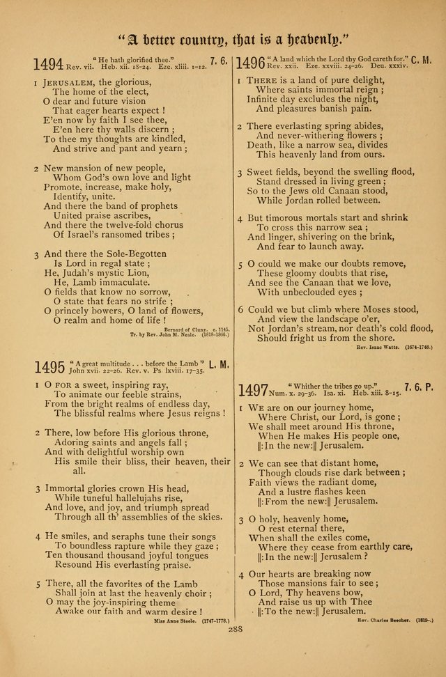 The Clifton Chapel Collection of "Psalms, Hymns, and Spiritual Songs": for public, social and family worship and private devotions at the Sanitarium, Clifton Springs, N. Y. page 288