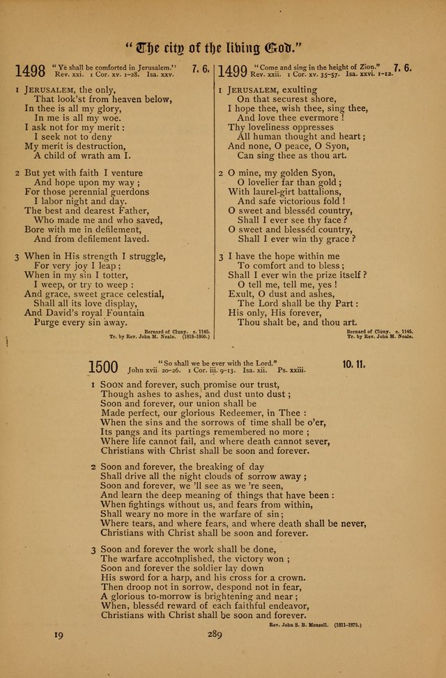 The Clifton Chapel Collection of "Psalms, Hymns, and Spiritual Songs": for public, social and family worship and private devotions at the Sanitarium, Clifton Springs, N. Y. page 289