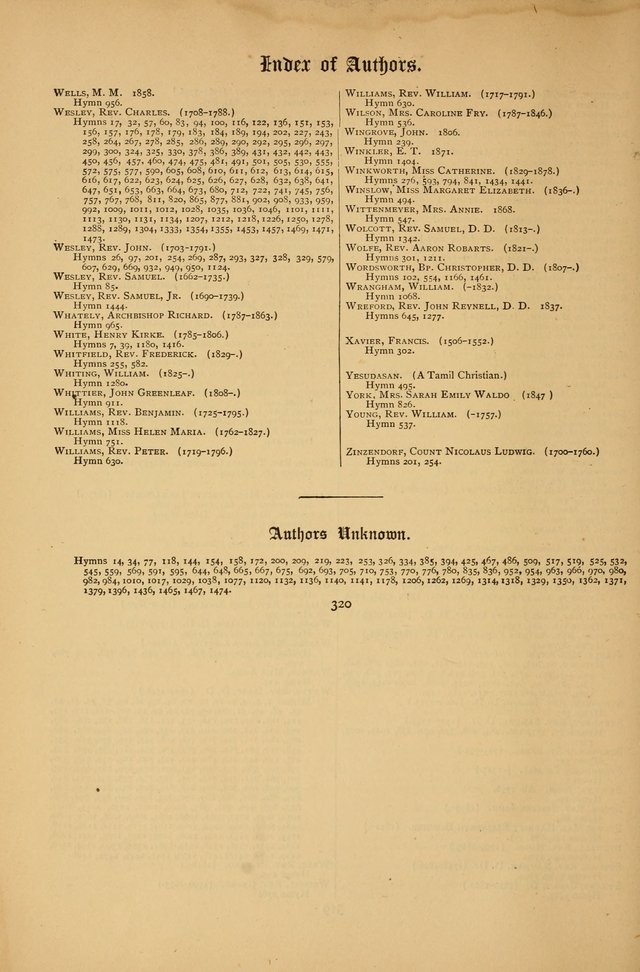 The Clifton Chapel Collection of "Psalms, Hymns, and Spiritual Songs": for public, social and family worship and private devotions at the Sanitarium, Clifton Springs, N. Y. page 320