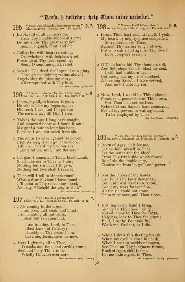 The Clifton Chapel Collection of "Psalms, Hymns, and Spiritual Songs": for public, social and family worship and private devotions at the Sanitarium, Clifton Springs, N. Y. page 36