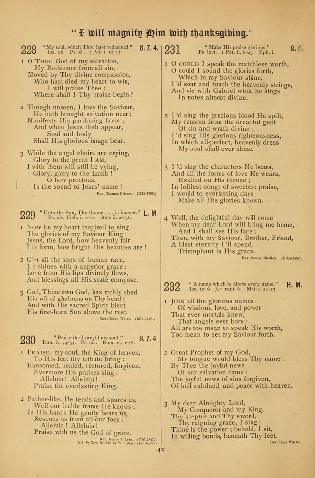 The Clifton Chapel Collection of "Psalms, Hymns, and Spiritual Songs": for public, social and family worship and private devotions at the Sanitarium, Clifton Springs, N. Y. page 42