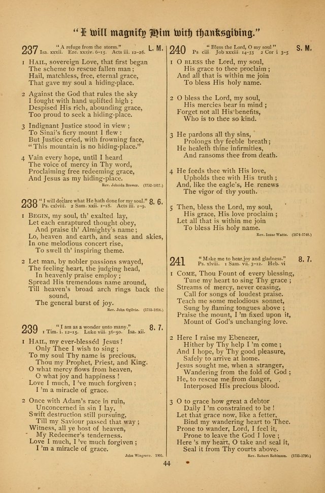 The Clifton Chapel Collection of "Psalms, Hymns, and Spiritual Songs": for public, social and family worship and private devotions at the Sanitarium, Clifton Springs, N. Y. page 44