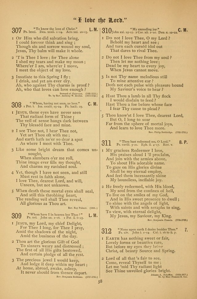 The Clifton Chapel Collection of "Psalms, Hymns, and Spiritual Songs": for public, social and family worship and private devotions at the Sanitarium, Clifton Springs, N. Y. page 58