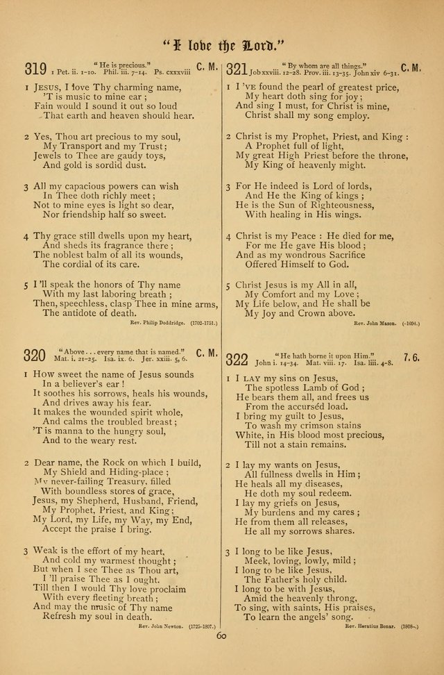 The Clifton Chapel Collection of "Psalms, Hymns, and Spiritual Songs": for public, social and family worship and private devotions at the Sanitarium, Clifton Springs, N. Y. page 60