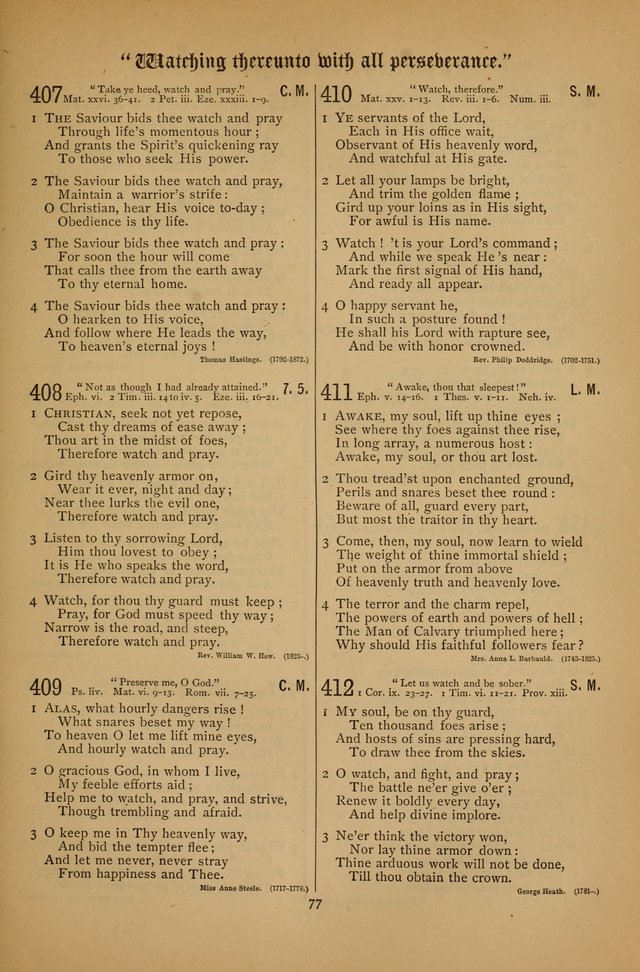 The Clifton Chapel Collection of "Psalms, Hymns, and Spiritual Songs": for public, social and family worship and private devotions at the Sanitarium, Clifton Springs, N. Y. page 77