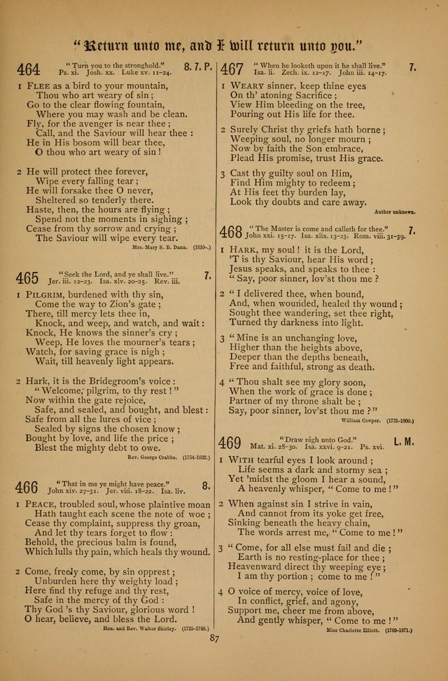 The Clifton Chapel Collection of "Psalms, Hymns, and Spiritual Songs": for public, social and family worship and private devotions at the Sanitarium, Clifton Springs, N. Y. page 87