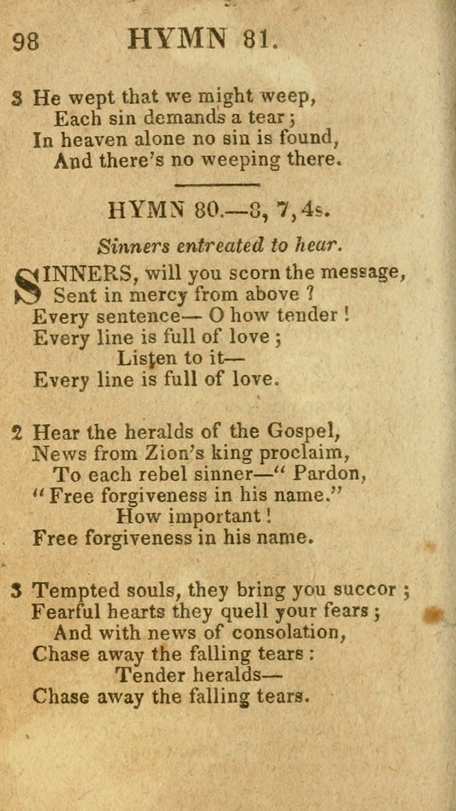 A Choice Collection of Hymns, and Spiritual Songs, designed for the devotions of Israel, in prayer, conference, and camp-meetings...(2nd ed.) page 109