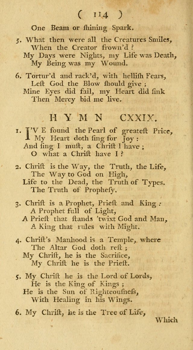 The Christians Duty, exhibited, in a series of Hymns: collected from various authors, designed for the worship of God, and for the edification of Christians (1st Ed.) page 114