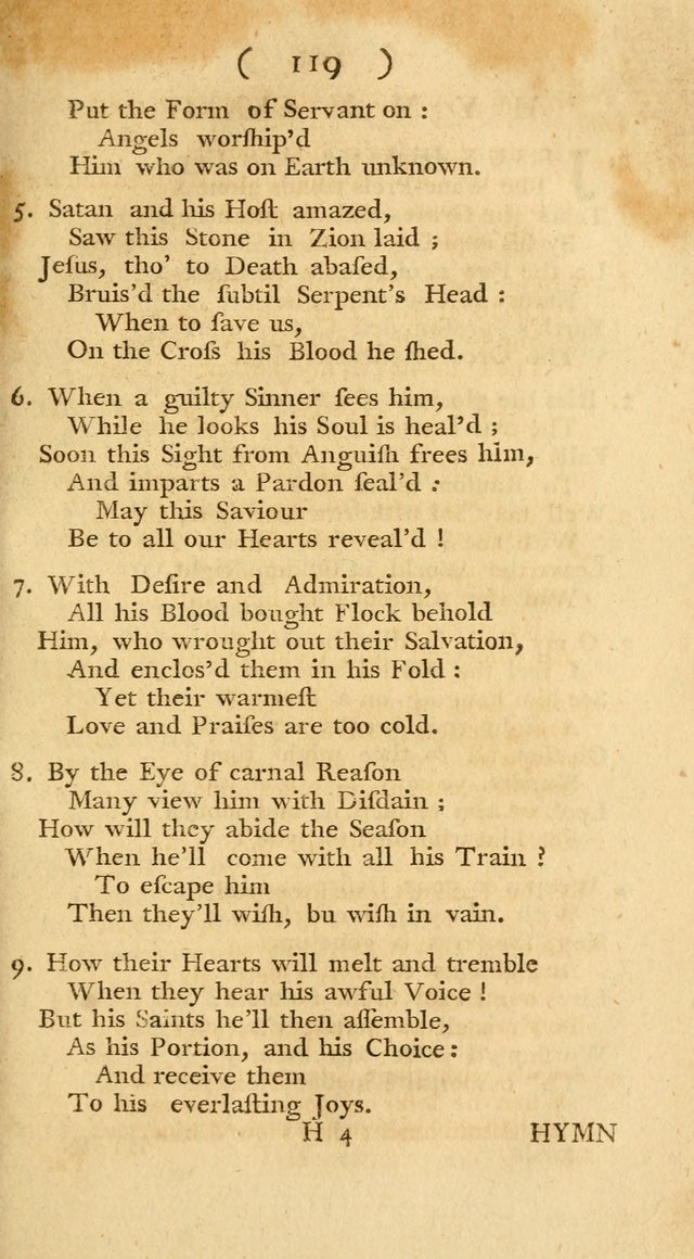 The Christians Duty, exhibited, in a series of Hymns: collected from various authors, designed for the worship of God, and for the edification of Christians (1st Ed.) page 119