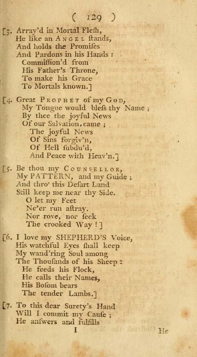 The Christians Duty, exhibited, in a series of Hymns: collected from various authors, designed for the worship of God, and for the edification of Christians (1st Ed.) page 129
