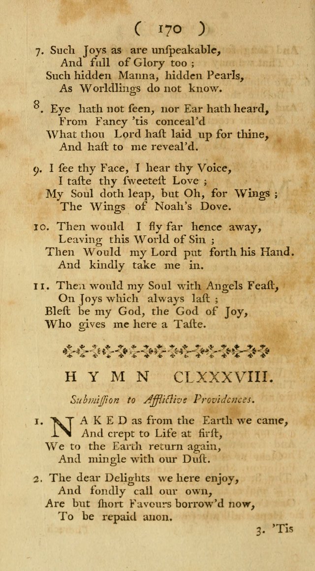 The Christians Duty, exhibited, in a series of Hymns: collected from various authors, designed for the worship of God, and for the edification of Christians (1st Ed.) page 170