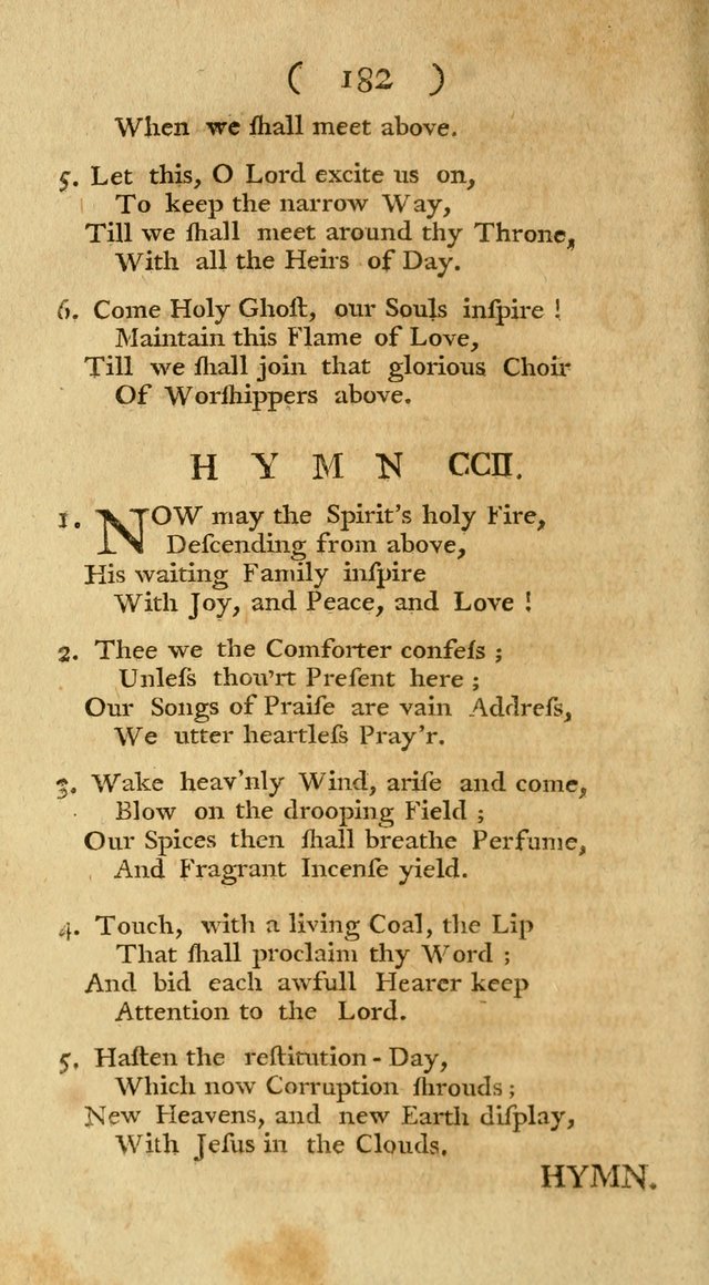 The Christians Duty, exhibited, in a series of Hymns: collected from various authors, designed for the worship of God, and for the edification of Christians (1st Ed.) page 182