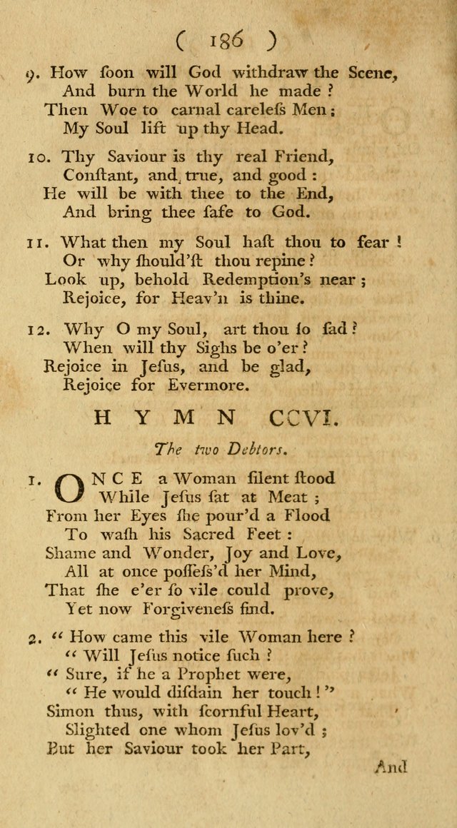 The Christians Duty, exhibited, in a series of Hymns: collected from various authors, designed for the worship of God, and for the edification of Christians (1st Ed.) page 186